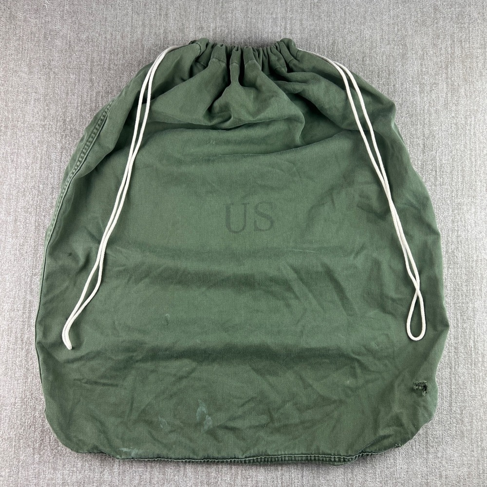 US Military Laundry Bag Large Olive Green Vintage Army Surplus Drawstring